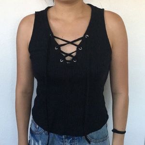 Zara Black Laceup Shirt